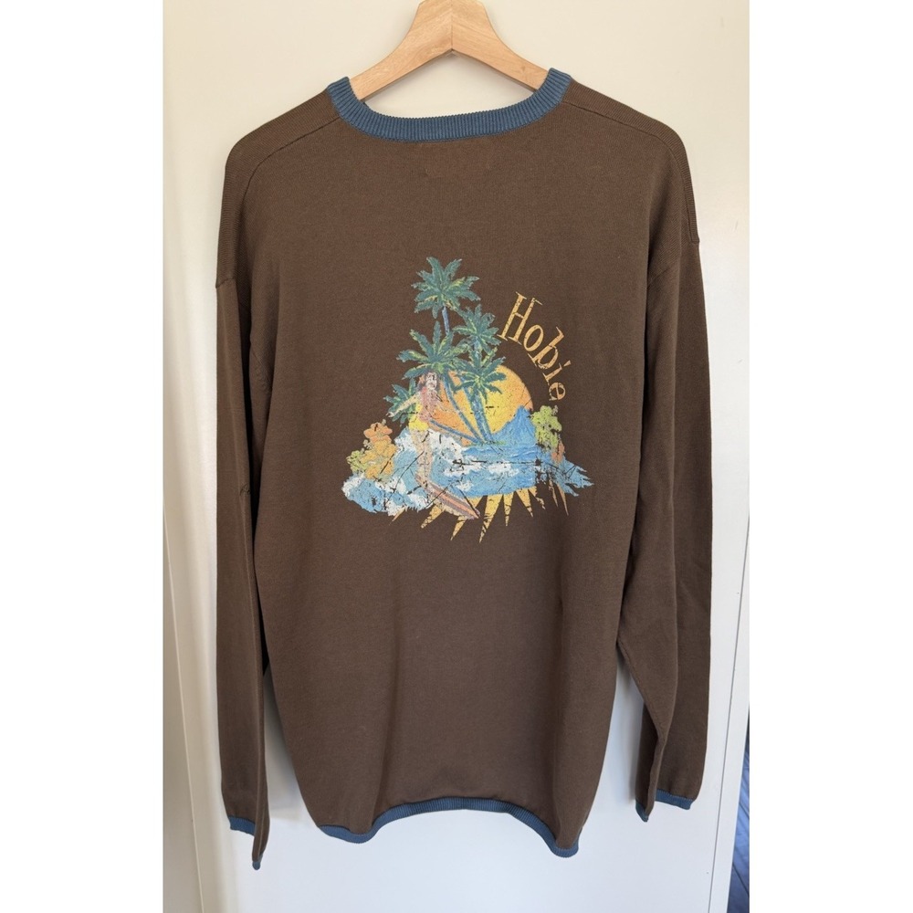 Vintage 90's Hobie XL Men Hawaiian Sweater Surf Waves Tropical Beach Surf Sample